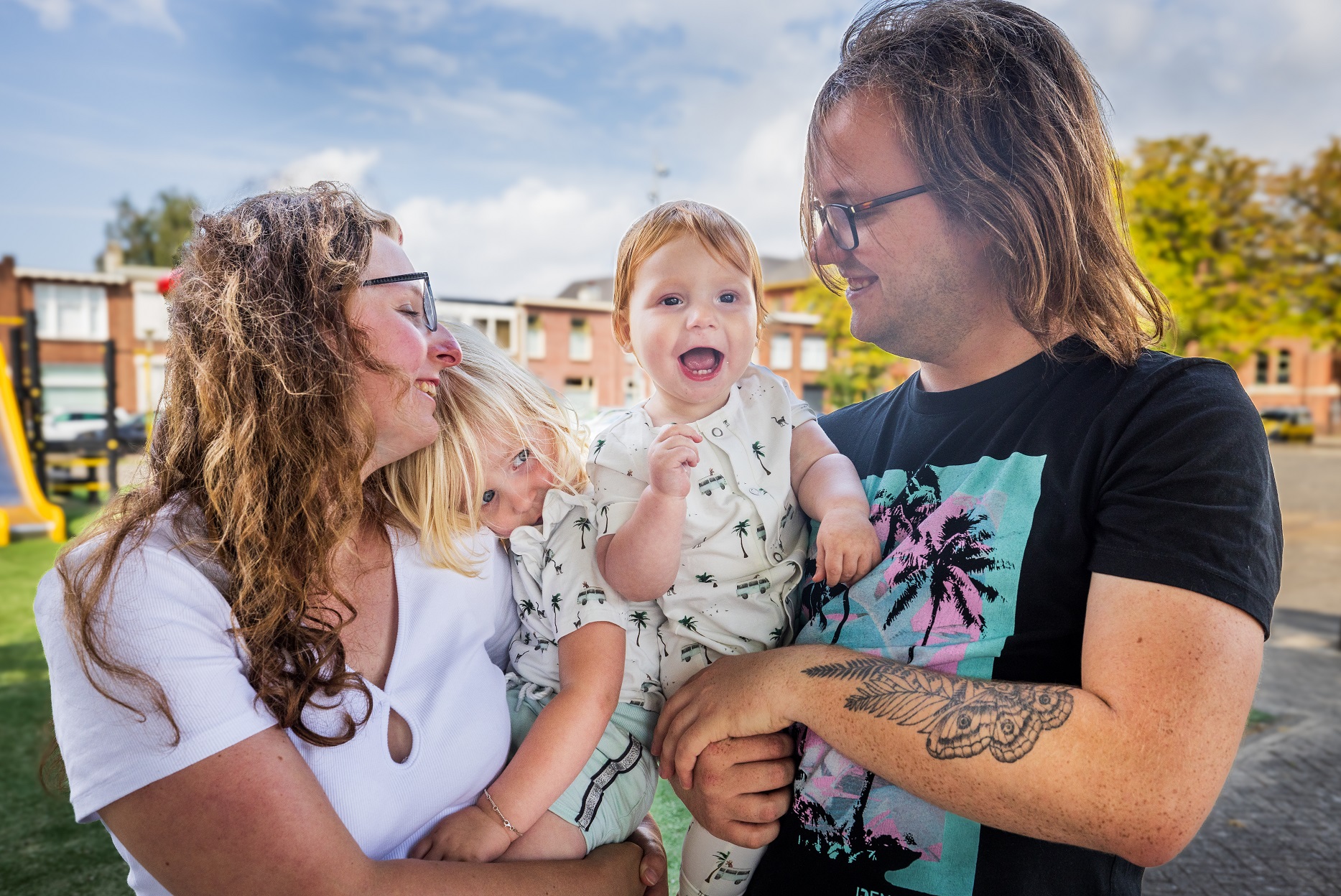 Ashley en Patrick met hun kinderen