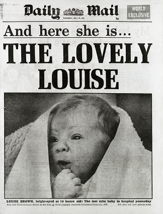 Daily mail over geboorte van Louise Brown, de eerste ivf-baby
